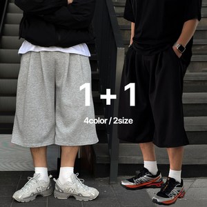 빠델 [오늘출발/1+1] 7부 버뮤다팬츠 벌룬 와이드 반바지 빅사이즈스웻 팬츠 츄리닝