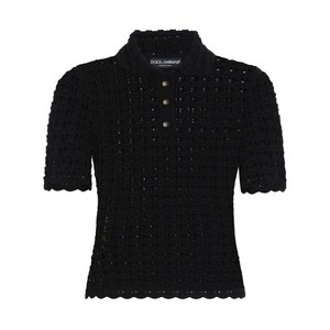 돌체앤가바나 오픈 니트 폴로 셔츠, 블랙계열, Italy 40(KR 44)