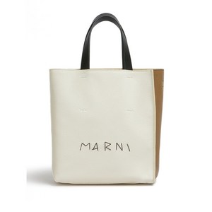 마르니 뮤지오 멘딩 로고 가죽 토트 백