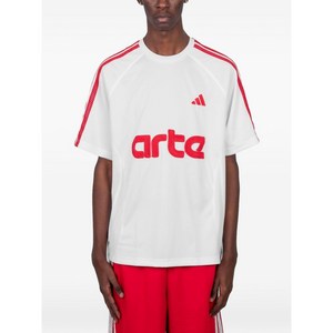 아디다스 X 아르테 앤트워프 3 스트라이프 로고 티셔츠, 화이트계열+레드계열, XXL(KR 115)