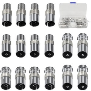 16개 F/T 플러그 유형 수-암 동축 소켓 어댑터 위성 TV 안테나 커플러 동축 RF 커넥터 케이블 커플링 어댑터 호환 인터넷 A/V 장치 포트 디지털 오디오 비디오