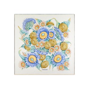 페라가모 선플라워 프린트 실크 스카프