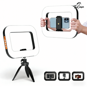 Tricasa 핸드폰 조명 사각틀 릴스 조명 색온 밟기 조절 릴스 조명+ 휴대폰 홀더+삼각대 풀세트