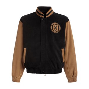 발리 로고 패치 스웨이드 보머 재킷