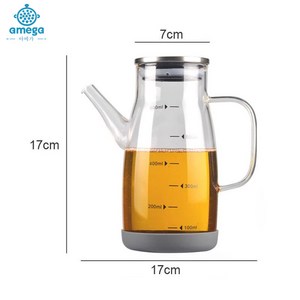 AMEGA 스테인리스 내열 유리 오일병 누출 방지 기름병 550/750/1000ML, 600ml, 1개