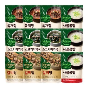 [CJ] 비비고 육개장 3봉+갈비탕 3봉+미역국 3봉+사골곰탕 3봉, 단품, 1개, 500g