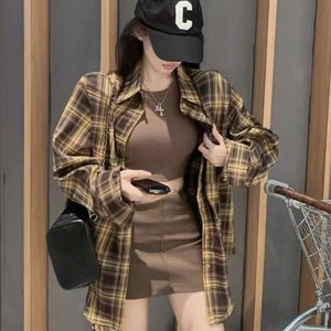 투니스 여성 체크 루즈핏 긴소매 셔츠