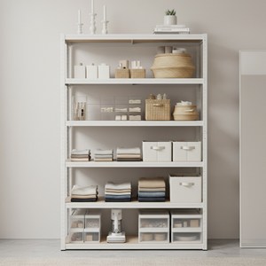 페리코 철제 무볼트 조립식 앵글 선반 화이트 5단