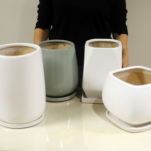 도희네화분 무광도자기화분 난분 분갈이화분 실내인테리어화분, 1개, 유광검정소품(5개묶음세트)