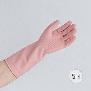 백화상점 천연 라텍스 고무장갑 5개입, 파스텔핑크, 대(L), 5개