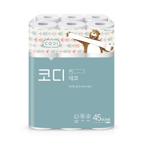 코디 데코 45m 24롤 1팩 엠보싱 화장지, 24개입, 1개