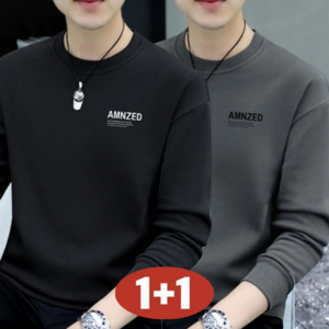 오스틱니 남성 봄가을 1+1 초특가 루즈핏 긴팔 라운드 맨투맨 티셔츠