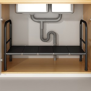 Tiger Pavilion 폭조절 싱크대 하부장 정리선반 1단 5보드, 블랙, 88x25x38cm, 1개