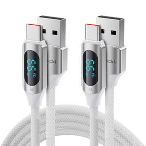 TOOCKI 알루미늄 합금 LED 디스플레이 6A C 타입초고속 충전 케이블블랙, 1m, 화이트, 2개