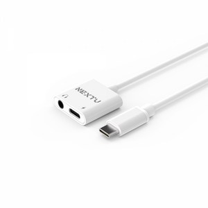 넥스트 PD충전 오디오 잭 어댑터 USB-C to 3.55mm NEXT-AV2307, 6cm, 화이트, 1개