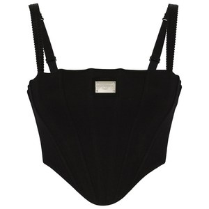 돌체앤가바나 로고 장식 크롭 뷔스티에 탑, 블랙계열, Italy 40(KR 44)