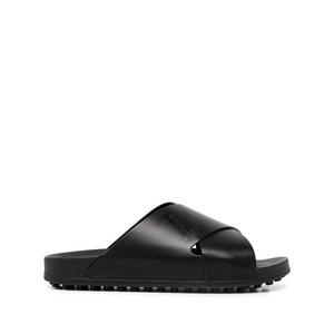 토즈 토즈 데보스드 로고 가죽 슬라이더 샌들