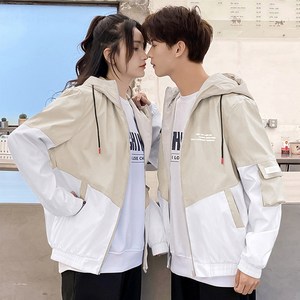 남녀공용 바람막이 투톤 바시티 자켓