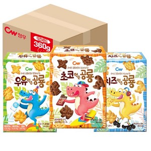 청우 공룡비스켓 6곽 (우유+초코+치즈), 360g, 1세트