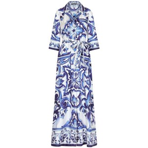 돌체앤가바나 마졸리카 프린트 맥시 셔츠 드레스