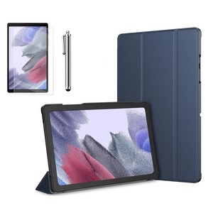 갤럭시탭A7 라이트 Lite 8.7 호환 슬림 북커버 케이스 스탠드+액정필름+터치펜 SM-T220N T225N 케이스나라