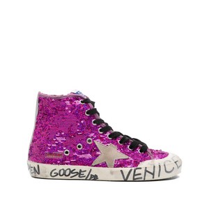 골든 구스 프랜시 펜스타 시퀸 스니커즈, Italy 37(KR 245), 바이올렛/보라계열