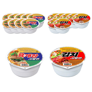 [ 햇살마중 ] 농심 사발면 2종 육개장 사발면 86g 10개 + 김치 사발면 86g 8개, 1세트