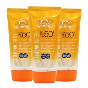 FCK 썬 월드 수퍼 썬크림 SPF 50+ PA+++, 3개, 80ml