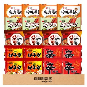 [데일리이츠] 농심 봉지라면 낱개 5종 4개씩 (신라면4 짜파게티4 오징어짬뽕4 너구리4 안성탕면4), 1박스