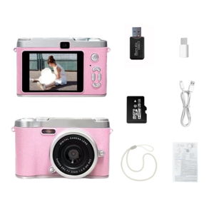 SMABAT 감성 디지털 카메라 듀얼 디지털 카메라 셀카 렌즈 내장 플래쉬 128G SD카드 포함