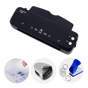 카피어랜드 퀄맥스 코팅기 무광블랙 A4 2롤러 H280 +코팅지+코너라운더+펀칭기+링, 단품