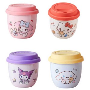 StarR 산리오 캐릭터 뚜껑 세라믹 머그컵 300ML 4개입