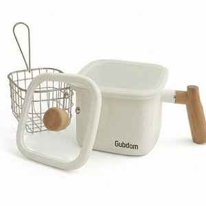 굽담 우드 손잡이 사각 법랑 용기 다용도 보관 냄비