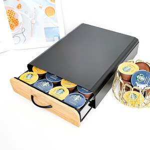 시크릿프롬허 돌체구스토 호환 우드 서랍형 캡슐 보관함 20구, 블랙, 1개