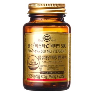 솔가 에스터C 비타민 500 754mg x 50캡슐 코셔인증 비타민C 칼슘 항산화, 1개