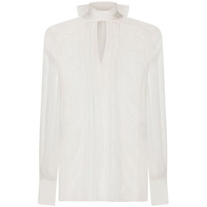 돌체앤가바나 샹틸리 레이스 푸시보우 블라우스, 화이트계열, Italy 46(KR 77)