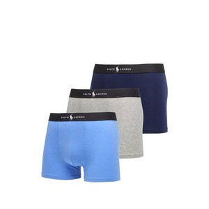 폴로랄프로렌 로고 웨이스트밴드 복서 브리프 3팩 세트, 블루계열+그레이계열, S