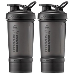 프로쉐이커 락앤락 쉐이크 보틀 600ml + 컨테이너 140ml, 매트블랙, 600ml, 2개