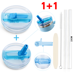 스탠리 텀블러 뚜껑 591mL/887mL/1180mL 스탠리 퀜처 프로투어 호환 진공 플립 빨대 뚜껑 탈부착 가능 세척 간편 세균방지 텀블러 액세서리 [1+1], 1180ml, 블루, 2개