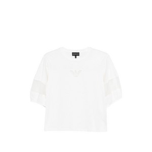 엠포리오아르마니 로고 아플리케 반소매 티셔츠, 화이트계열, Standard M(KR 66)