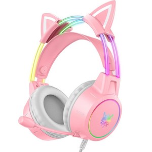 ONIKUMA 고양이귀 유선 RGB 게이밍 헤드셋 가상 7.1 usb 노이즈캔슬링 마이크 X15 PRO