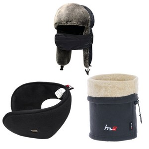 에이치머스 방한용품 세트 방한모+귀마개+자수 넥워머