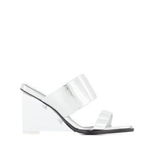 알렉산더맥퀸 스퀘어 토 웨지 플랫폼 샌들, Italy 36(KR 230), 실버계열