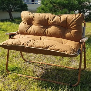 2인용 의자 커버 세트 휴대용 접이식 폴딩 벤치 감성 캠핑 체어 쿠션 패키지, 블랙 의자, 발열 커버, 1개