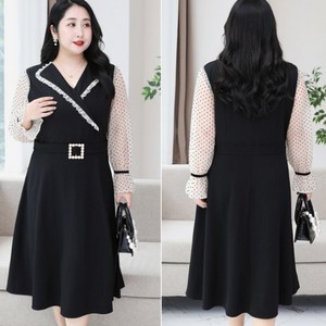 클래식 블랙 하객 원피스 정장 드레스 4XL-8XL 빅사이즈 임산부 피로연 돌잔치 만삭