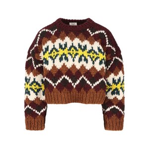 셀린느 페어 아일 패턴 크루 넥 스웨터, 브라운계열, XS(KR 44)
