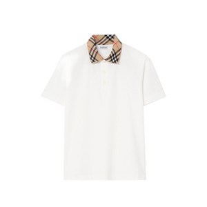버버리 check collar cotton polo shirt, 화이트계열+베이지계열, Mid standard XL(KR 115)