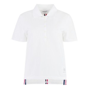 톰 브라운 "Relaxed Fit Short Sleeve Polo With Center Back Red White And Blue Stripe In Classic Pique", 화이트계열, Italy 38(KR 44)