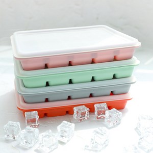 따블리에 실리콘 아이스 트레이 얼음틀 + 뚜껑 15구 국내산, 레드