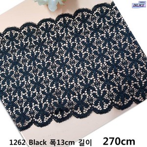 DKLACE-1262 / 자가드 스판 레이스 (폭 13cm 길이 1yd 5yd 10yd기준) / 3 colo, 3개, 블랙